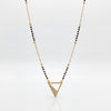 KZ Gold Plated Triangle CZ Mangalsutra for Women Black Bead Chain Geometric Pyramid Pendant FS