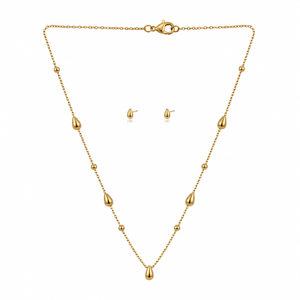 Anti tranish Gold plated 125 No. Half drop Chain with Minimal Half drop Earrings for adults - 1 Pc