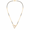 KZ Gold Plated Double Triangle CZ Mangalsutra for Women Black Bead Chain Geometric Pendant FS