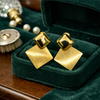 Anti-Tarnish Gold Plated Gold Stud with Gold Square Earrings - 1 Pair
