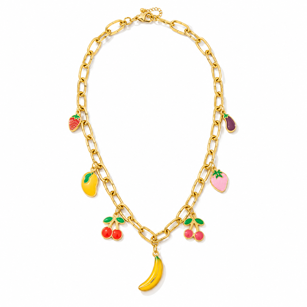 Anti tranish Gold plated 160 No. Chain Link with Lychee hanging chain for adults - 1 Pc