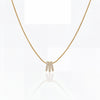 Gold Three Stone CZ Trilogy Pendant Chain Anti-Tarnish Necklace