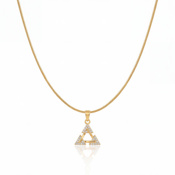 Gold Triangle CZ Pendant Chain Anti-Tarnish Necklace