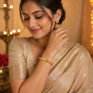 Gold Slim Bar Set Diamond Oval Kada for Women | Horizontal Bar Stone Quick Stainless Steel Ladies Bangle | Contemporary Festive Jewellery