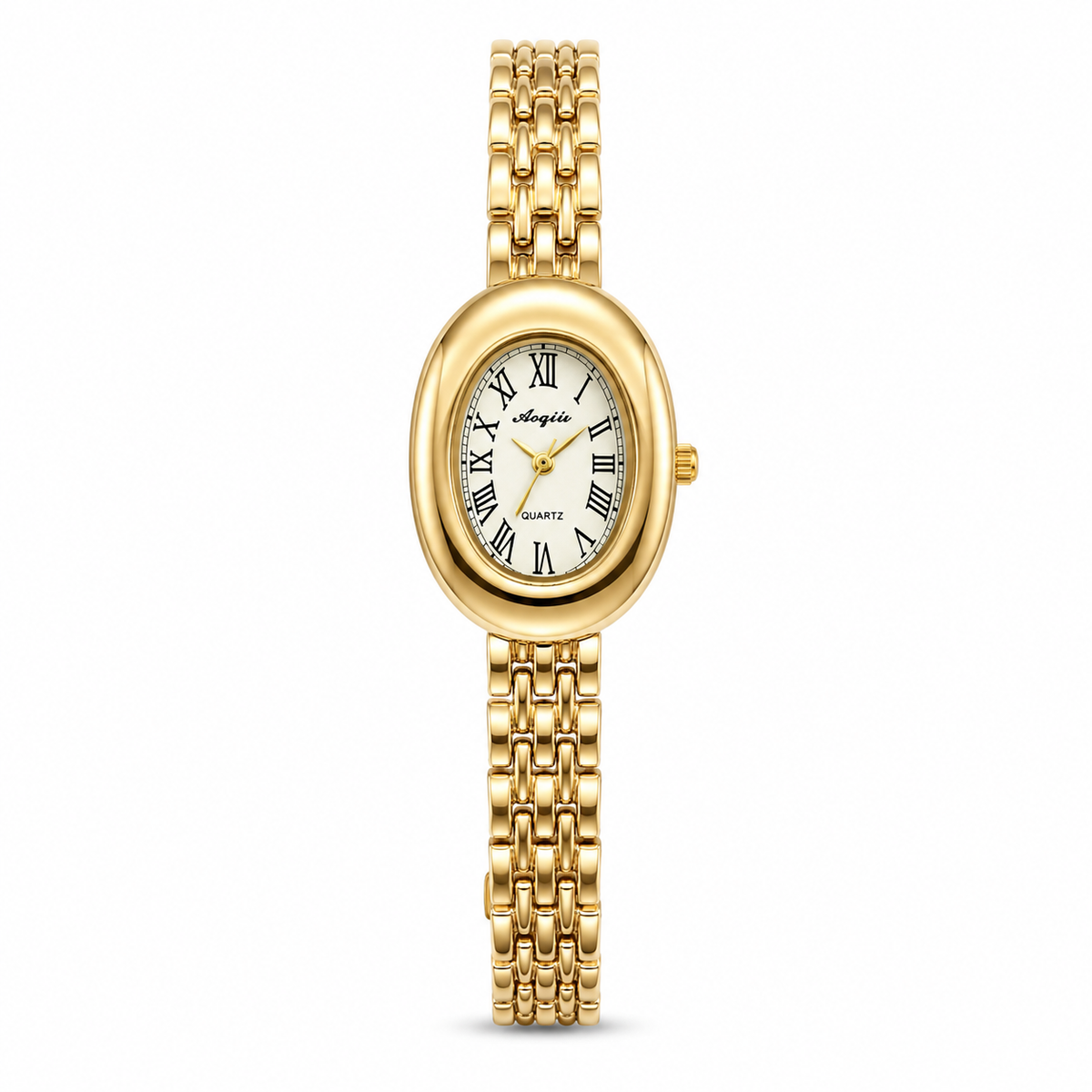 Watches Gold-Tone Oval Dial Roman Numeral Bracelet Watch for Women
