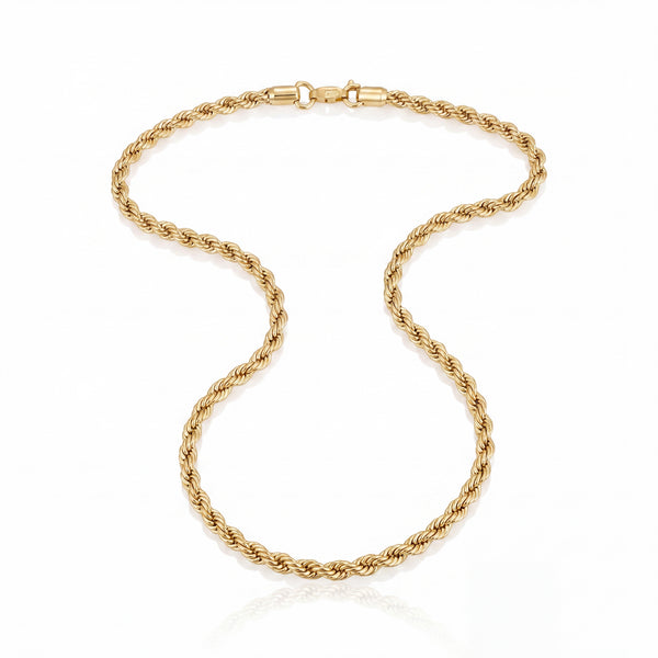 Men's Gold Plated Stainless Steel Wheat (Spiga) Chain