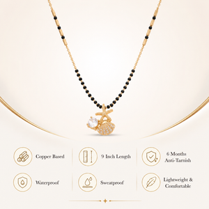 KZ Gold Plated Starfish Shell Mangalsutra for Women Black Bead Chain Ocean Charm Pendant FS