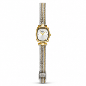 Watches Two-Tone Square Dial Silver Mesh Bracelet Watch for Women