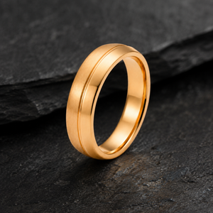 Men's Gold Plated Stainless Steel High-Dome Half-Round Plain Band Ring