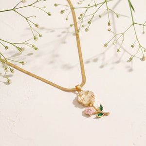 Gold Heart CZ Pendant Snake Chain Anti-Tarnish Necklace