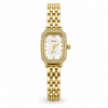 Watches Gold-Tone Rectangular Dial Crystal Studded Chain Bracelet Watch for Women