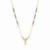 KZ Gold Plated Y Branch CZ Mangalsutra for Women Black Bead Chain Vine Floral Pendant FS