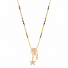 KZ Gold Plated Star Charm Bar CZ Mangalsutra for Women Black Bead Chain Multi Drop Bar Pendant FS