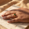 Oval Green Stone Cabochon Ring | Gold Plated Emerald Look Vintage Cocktail Ring