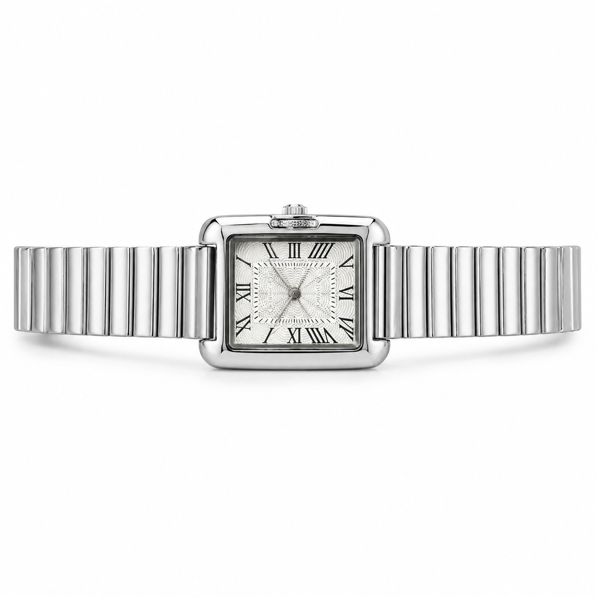 Watches Silver-Tone Square Dial Roman Numeral Bracelet Watch for Women