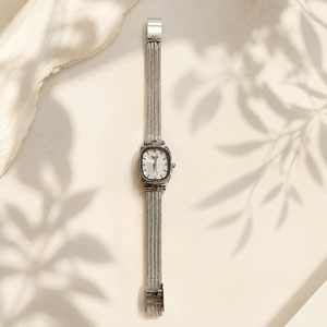Watches Silver-Tone Square Dial Mesh Bracelet Watch for Women