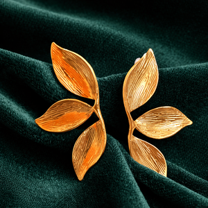 Anti-Tarnish Gold Plated Hanging Half Flower Earrings - 1 Pair