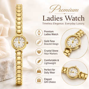 Watches Gold-Tone Round Dial Minimal Bracelet Watch for Women