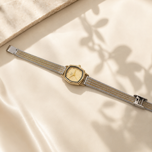 Watches Two-Tone Octagonal Gold Dial Multi Strand Bracelet Watch for Women