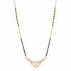 KZ Gold Plated Baguette Arc CZ Mangalsutra for Women Black Bead Chain Cascading Fan Pendant FS