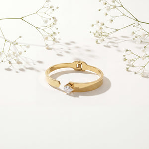 Single Solitaire CZ Open Bypass Baby Kada Bangle | Gold Plated Tip Cuff Bracelet for Women