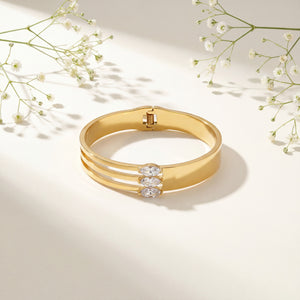 Triple Strand Solitaire CZ Baby Kada Bangle | Gold Plated Multi Band Stackable Bracelet for Women