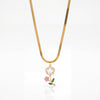Gold Heart CZ Pendant Snake Chain Anti-Tarnish Necklace