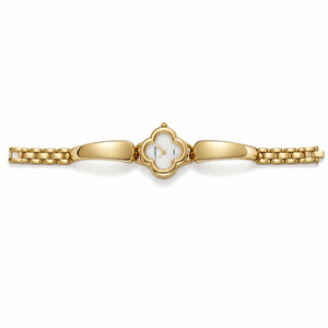 Watches Gold-Tone Clover Shape Dial Chain Bracelet Watch for Women