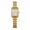 Watches Gold-Tone Rectangular Dial Crystal Studded Bezel Bracelet Watch for Women