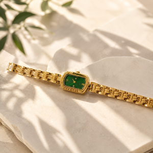Watches Gold-Tone Rectangular Green Dial Bracelet Watch for Women