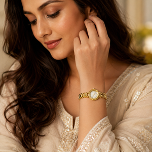 Watches Gold-Tone Round Dial Minimal Bracelet Watch for Women