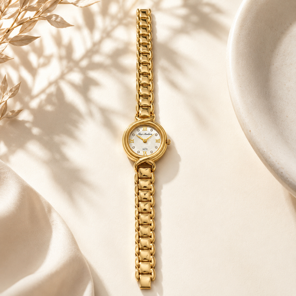 Watches Gold-Tone Round Dial Minimal Bracelet Watch for Women