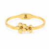 Dual Daisy Flower Centerpiece Baby Kada Bangle | Gold Plated Floral Charm Cuff Bracelet for Women
