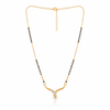 KZ Gold Plated Curved Horn CZ Mangalsutra for Women Black Bead Chain Abstract Wave Pendant FS
