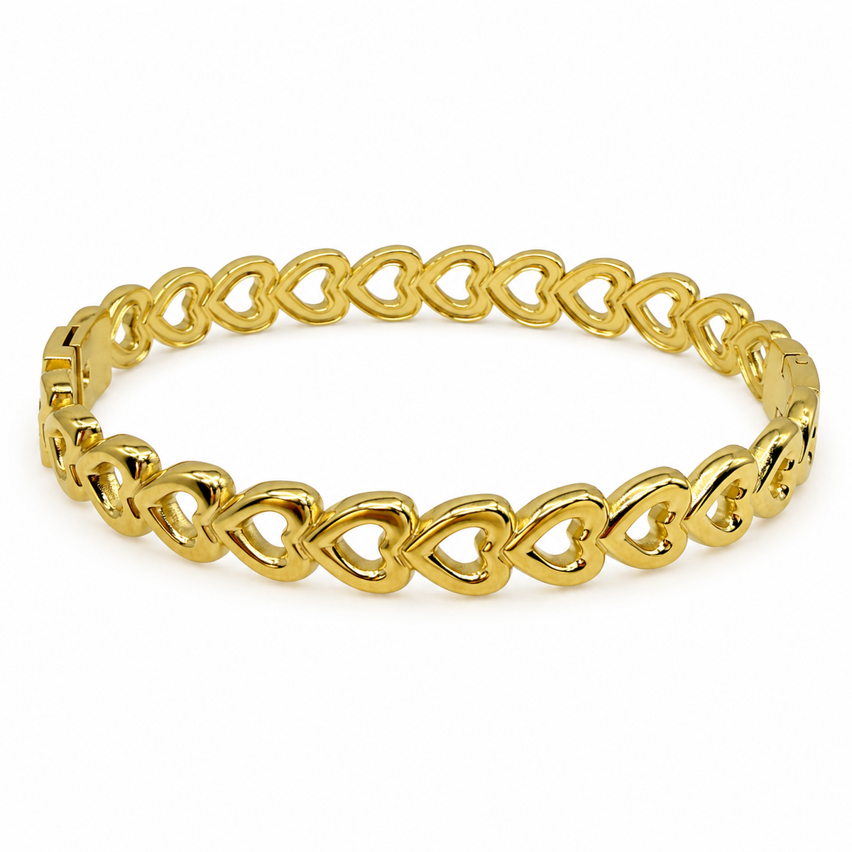 Gold Scattered Brilliant Diamond Oval Kada for Women | Prong Set Scattered Stone Stainless Steel Ladies Bangle | Contemporary Design Jewellery