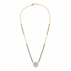 KZ Gold Plated Pink Marquise CZ Mangalsutra for Women Black Bead Chain Teardrop Pendant FS