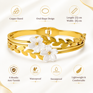 Gold Slim Channel Diamond Row Oval Kada for Women | Delicate Stone Band Stainless Steel Ladies Bangle | Everyday Festive Jewellery