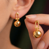 Anti-Tarnish Gold Plated Hanging Ball Earrings - 1 Pair
