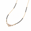KZ Gold Plated Floral Cluster CZ Mangalsutra for Women Black Bead Chain Marquise Flower Pendant FS
