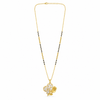 KZ Gold Plated Rose Flower Baguette CZ Mangalsutra for Women Black Bead Chain Floral Charm Pendant FS