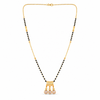 KZ Gold Plated Temple 3 Drop CZ Mangalsutra for Women Black Bead Chain Traditional Bar Pendant FS