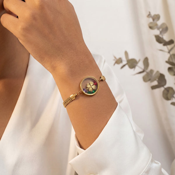Anti-Tarnish Gold Plated Multi Colour Stone Clove Flower Bracelet
