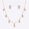 Anti tranish Gold plated 150 No. Minimal Square solitare white pendant with Studd Square earring for adults - 1 Pc