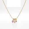 Gold Pink Enamel Heart Charm Pendant Chain Anti-Tarnish Necklace