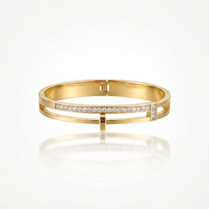 Pave CZ Eternity Hinged Baby Kada Bangle | Gold Plated Slim Stackable Cuff Bracelet for Women