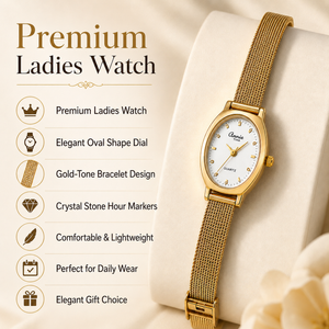 Watches Gold-Tone Barrel Dial Mesh Bracelet Watch for Women
