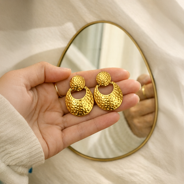 Anti-Tarnish Gold Plated Hanging Absolute Abstract Earrings - 1 Pair