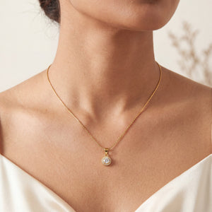 Gold Pear Drop CZ Pendant Chain Anti-Tarnish Necklace