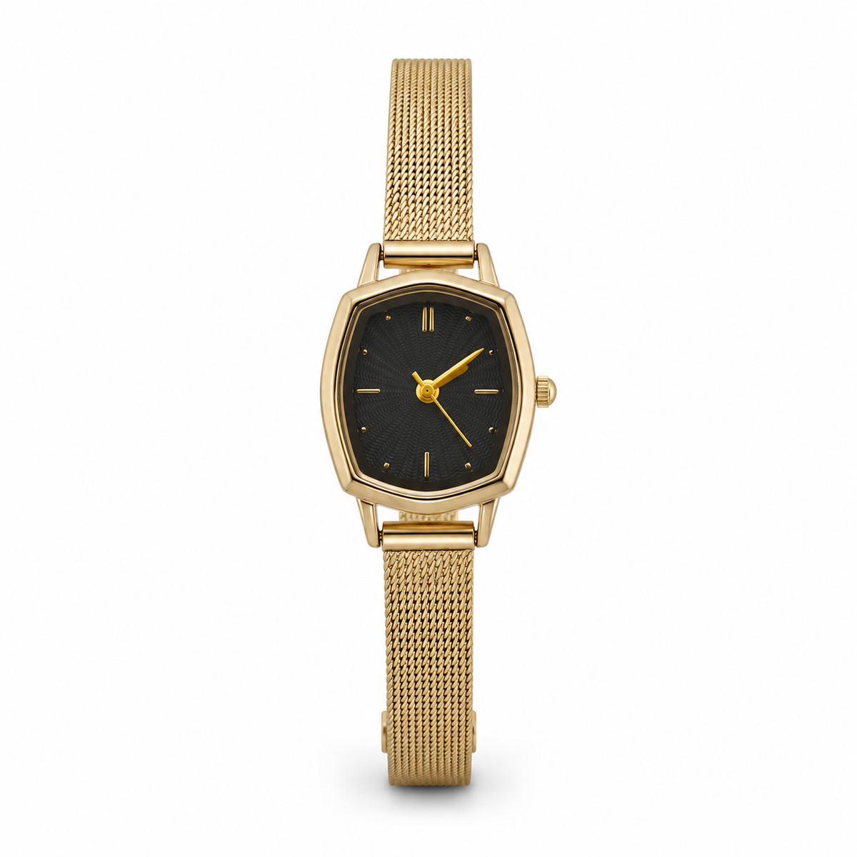 Watches Gold-Tone Octagonal Black Dial Multi Strand Bracelet Watch for Women