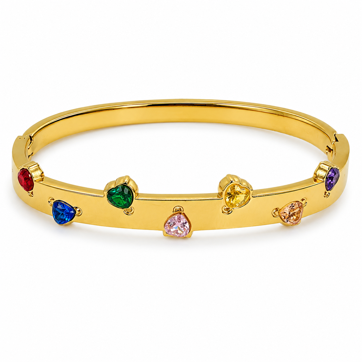 Real Round Oval Multicolor Stone Gold Oval Kada for Women | Bezel Set Gemstone Stainless Steel Ladies Bangle | Colorful Festive Jewellery